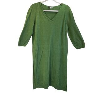 J.Jill Womens M Kelly Green Knit Linen Blend V Neck Beach SwimSuit Cover Up